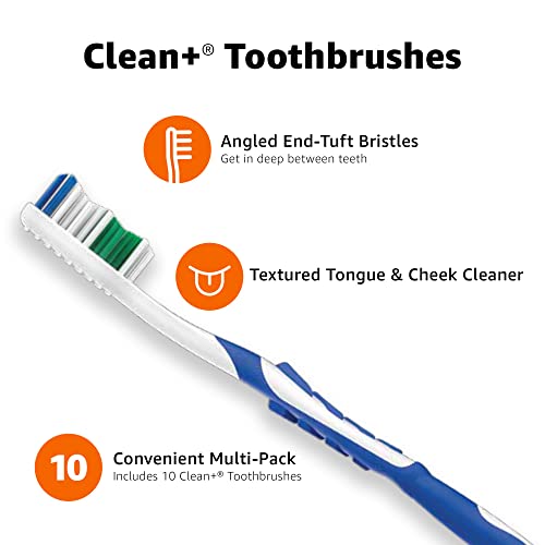 Amazon Basics Clean Plus Soft Bristle Toothbrushes with Angled - Product Imagery