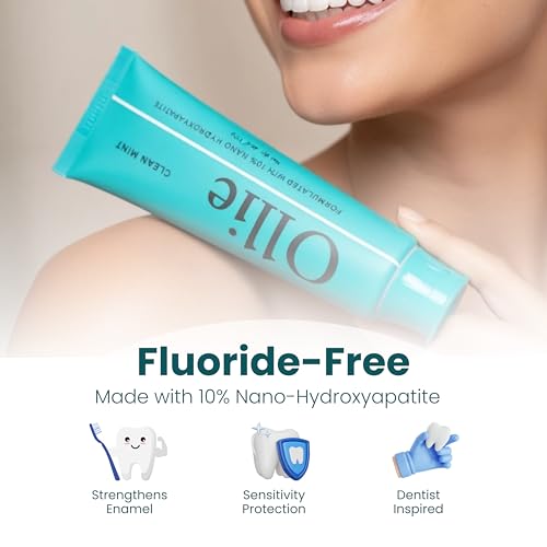 Ollie Fluoride Free 10% Nano Hydroxyapatite Toothpaste, Clean - Product Imagery