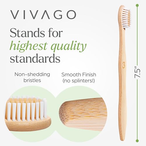 VIVAGO Bamboo Toothbrushes 10 Pack - Soft Bristles Toothbrushes - Product Imagery