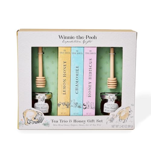 Thoughtfully Winnie-the-Pooh Tea & Honey Gift Set, 12 Tea Bags, 2 Honey Jars
