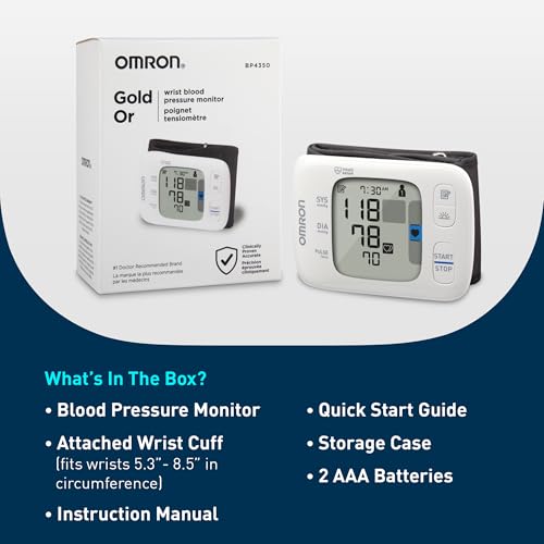 OMRON Gold Wireless Wrist Blood Pressure Monitor for Home Use - Product Imagery
