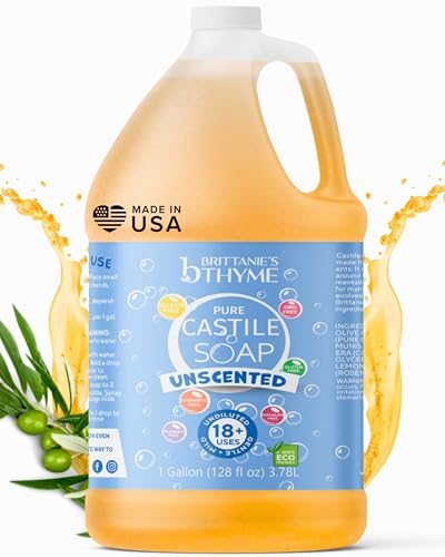 Brittanie's Thyme Brittanie's Pure Castile Liquid Olive Oil Soap Refill, Unscented, 1 Gallon – Unscented