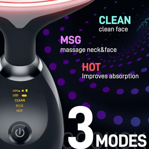 Face Massager with Led Light: 7-Color Facial Device - Neck - Product Imagery