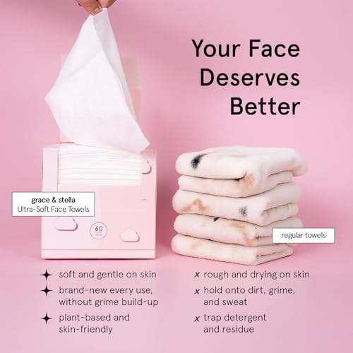 grace & stella Face Towels Disposable XL- Travel Essentials (60 - Product Imagery