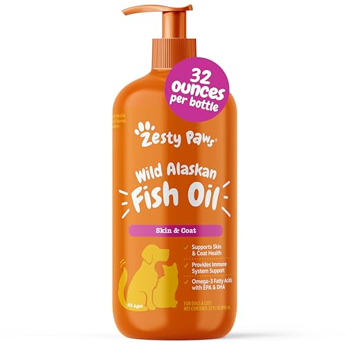 Zesty Paws Fish Oil for Dogs & Cats - Omega 3 for Dogs, 32 oz - Product Imagery
