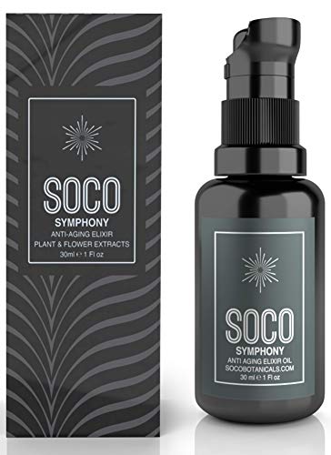 SOCO Botanicals Face Oil Serum - Anti Aging Organic Elixir for Face and Eyes with Sea Buckthorn, Argan, Rosehip & CoQ10,
