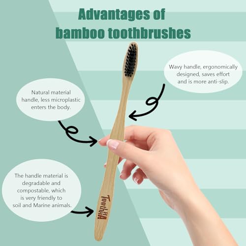 Bamboo Toothbrushes Medium Bristles 4 Pack - BPA Free Medium - Product Imagery