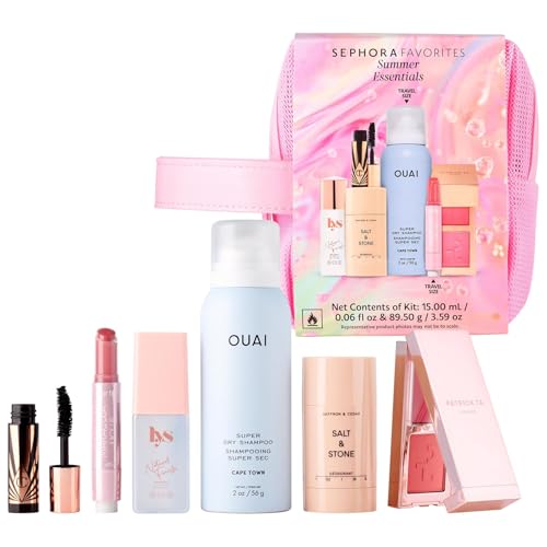 Sephora Favorites Summer Essentials Set with Ouai Dry Shampoo, Tarte Maracuja Lip Balm, Charlotte Tilbury Mascara – Pink