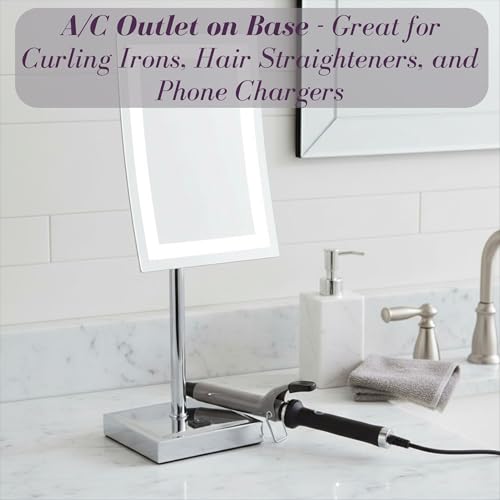 JERDON Lighted Makeup Mirror with 5X Magnification - Chrome - - Product Imagery