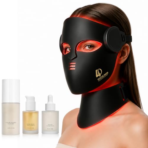 LuxRenew 4D Contour-Fit LED Light Therapy Mask for Face & Neck, Red Light Therapy Mask with 7 Colors & NIR Light, Rechar