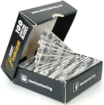 100 "Derby Premium" Single Edge Razor Blades for straight razor - Product Imagery