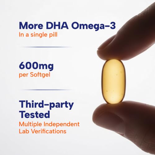 OmegaVia DHA 600 Ultra Pure Omega 3 Fish Oil Supplement (120 - Product Imagery