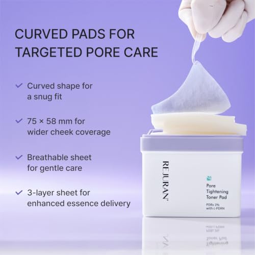 REJURAN Pore Tightening Toner Pads, PDRx 3% & c-PDRN®, 60 Pads, - Product Imagery