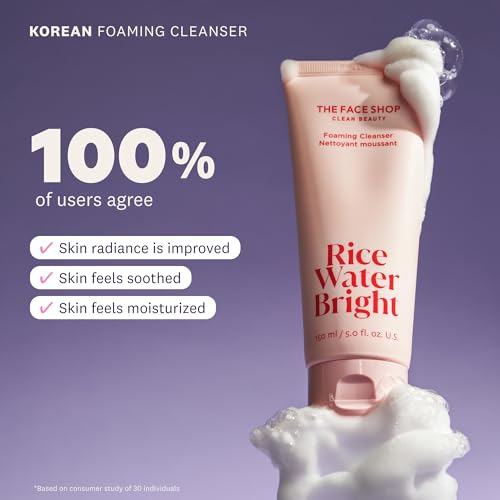 THE FACE SHOP Rice Water Bright Foaming Cleanser, Face Wash, - Product Imagery