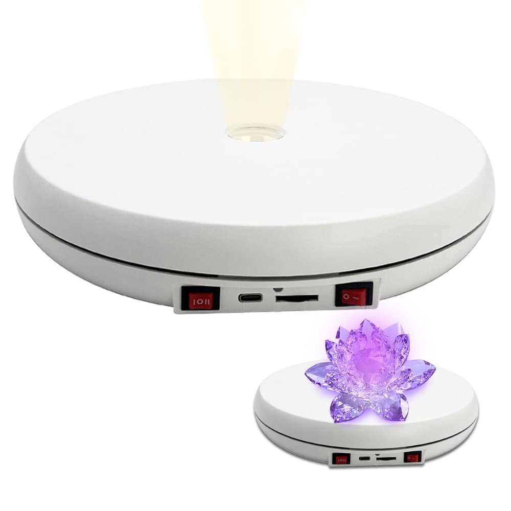 JAYEGT Multicolor LED Light Motorized Rotating Display Stand , 10 inch /55lbs Load, 360° Electronic Photography Turntabl