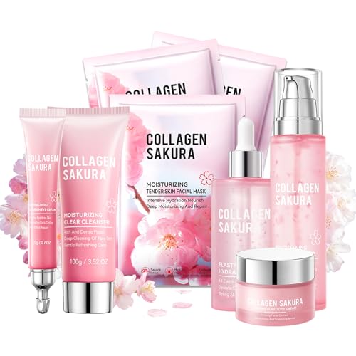 Sakura Skin Care Set,8 Pcs Hydrating Skincare Set Facial Kit for - Product Imagery