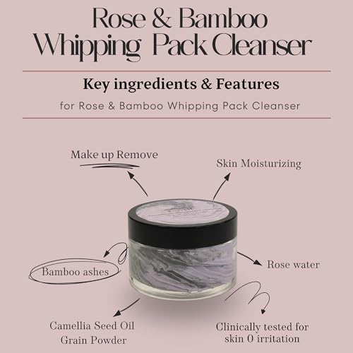 Rose & Bamboo Whipping Pack Cleanser, 3-in-1 Makeup Remover, - Product Imagery