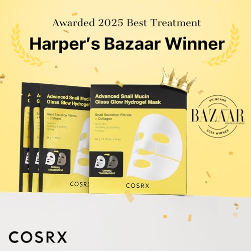 COSRX Advanced Snail Mucin Glass Glow Hydrogel Face Masks - Product Imagery