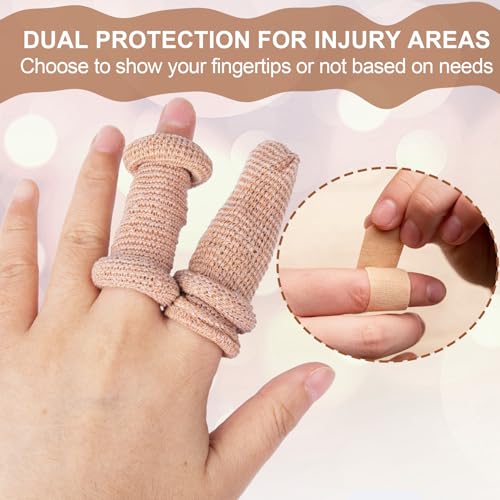 15pcs Cotton Finger Cots, Elastic Finger Sleeve, Skin Color - Product Imagery