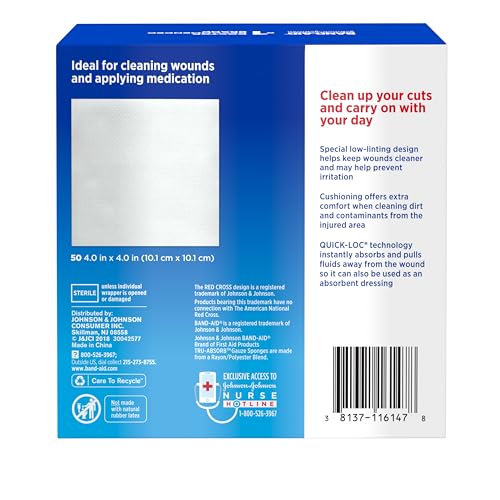 BAND-AID Brand Tru-Absorb Gauze Sponges, Large Size, 4 in x 4 - Product Imagery