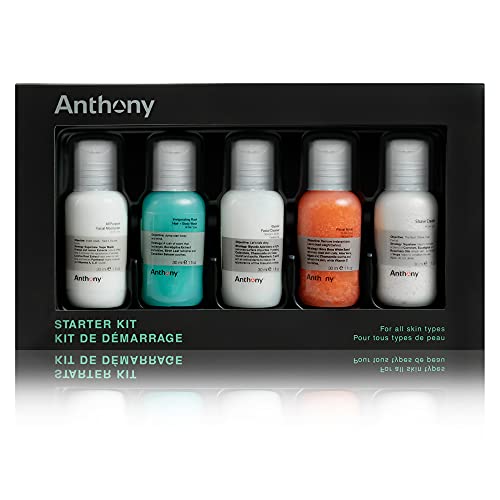 Anthony Starter Kit, 5 Count, Glycolic Facial Cleanser, Facial Scrub, All Purpose Facial Moisturizer, Invigorating Rush 