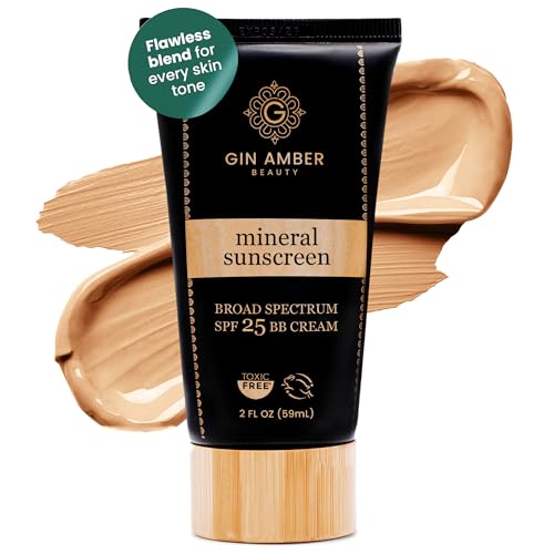 Gin Amber Beauty LLC Gin Amber Beauty Mineral Tinted SPF 25 - Face Sunscreen & BB Cream, 2 fl oz – black and gold, Natur