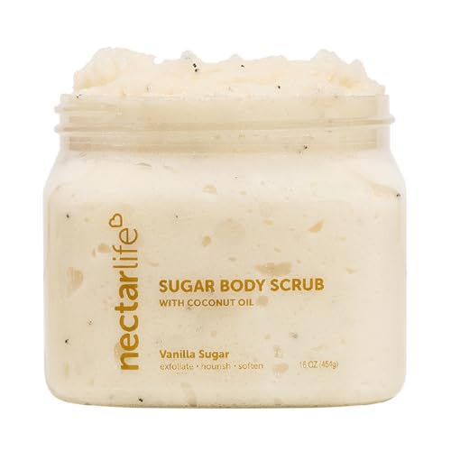 Nectar Bath Treats Sugar Scrub, Exfoliating Body Scrub (16 Ounce, Vanilla) – Vegan