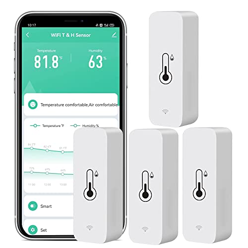 SENCKIT 4-Pack WiFi Temperature Humidity Sensor: Wireless Temperature Humidity Monitor with App Alert, Free Data Storage