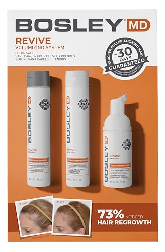 BosleyMD BosRevive Color-Safe Hair Care Kit for Thinning Hair, Starter Size (30 Days) – Shampoo, Conditioner & Thickenin