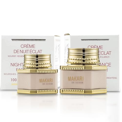 MAKARI Night & Day Radiance Face Cream Duo | 24-Hour Skincare for Dry, Normal & Maturing Skin | Fades Dark Marks, Scars 