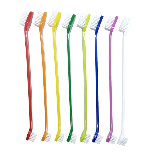 Dog Toothbrush Set of 8 – Dual Headed Dental Hygiene Brushes for - Product Imagery