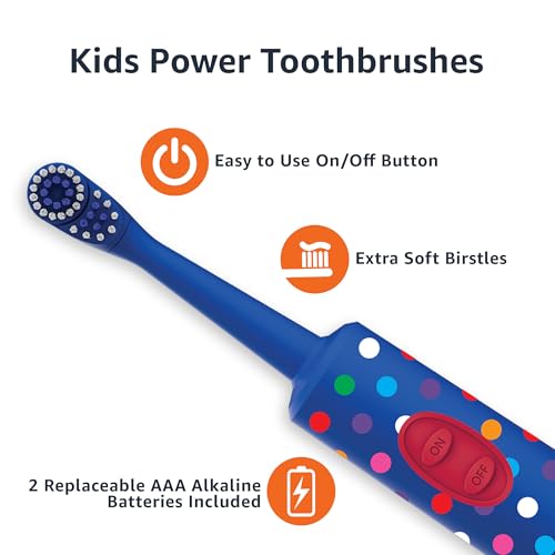 Amazon Basics Kids Electric Toothbrush, Battery Powered, Soft - Product Imagery