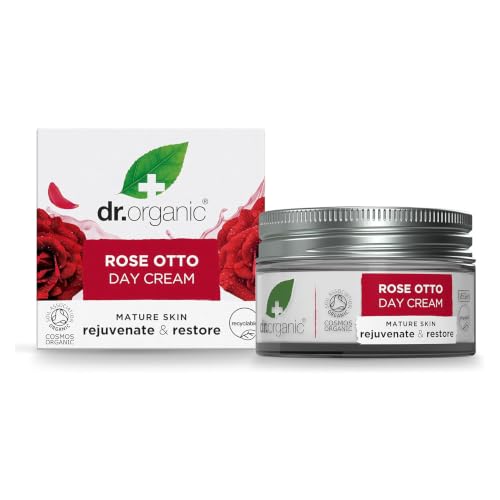 Dr. Organic Rose Otto Day Cream | Hydrates and Rejuvenates, Supports Healthy-Aging, Natural, Certified Organic, Paraben 