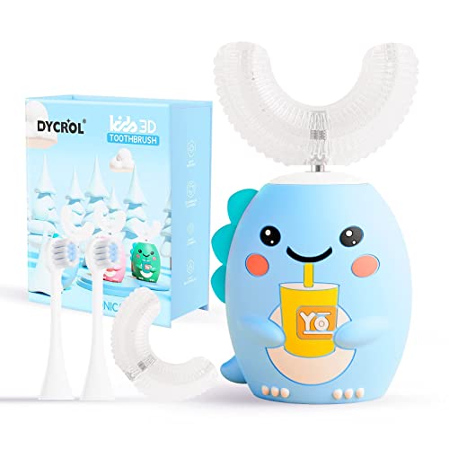 DYCROL Kids U-Shaped Electric Toothbrush,4 Heads,Dinosaur Design - Product Imagery