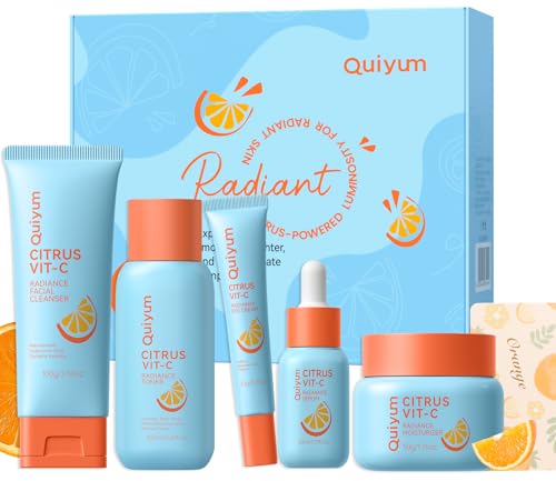QUIYUM Citrus Vitamin C Skincare Set (5-Piece) – Facial Care - Product Imagery