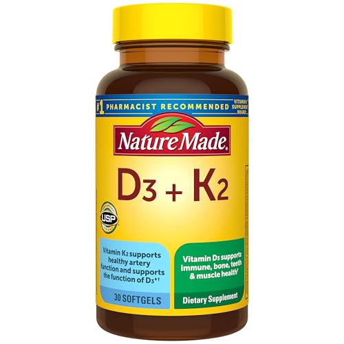 Nature Made Vitamin D3 K2 Supplement, 30 Softgels - Product Imagery