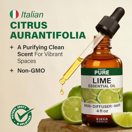 100% Pure Lime Essential Oil 4 Fl Oz - Lime Oil for Hair and Skin - Product Imagery