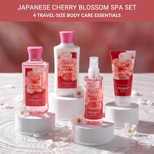 Gift Set for Women – 4PC Japanese Cherry Blossom Luxury Spa Kit - Product Imagery