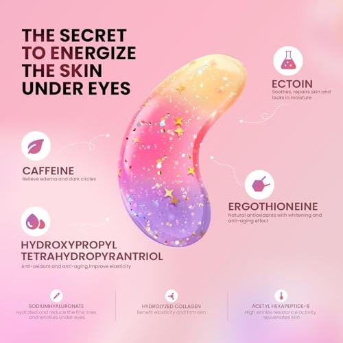 AILEORY Under Eye Patches (24 Pairs) - Tri-color Glitter Eye Gel - Product Imagery
