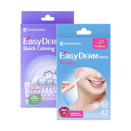 DWEasyDerm EasyDerm Quick(10ea) & Beauty(42ea) Pimple Patch Duo & Mini Cica Ampoule – Vegan, Unscented, 26 Count (Pack o