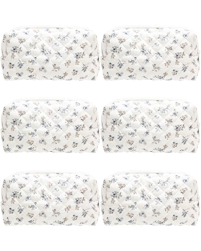 Small Quilted Makeup Bag,Zipper Cosmetic Pouch,Gauze Hyacinth,6 - Product Imagery