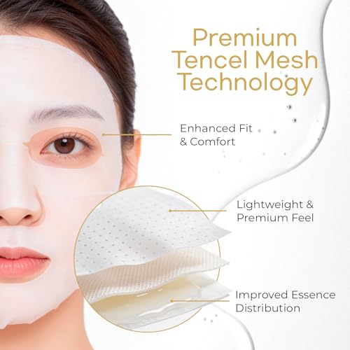 BLOOMORA 10 Pack Vitamin C + Collagen Face Mask Set, Vitamin C - Product Imagery
