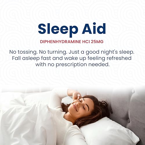 HealthPharma Nighttime Sleep-Aid, Diphenhydramine HCL Caplets, - Product Imagery
