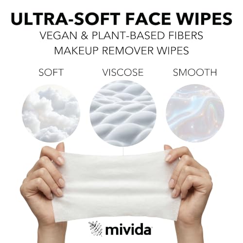 mivida Hypoallergenic Makeup Remover Wipes Bulk With Vitamin E, - Product Imagery