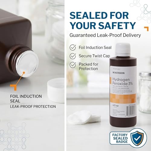 McKesson Hydrogen Peroxide 3%, 4 oz [Pack of 1] Topical Solution - Product Imagery
