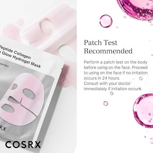 COSRX Pink Peptides Collagen Lifting Glow Hydrogel Face Masks - Product Imagery