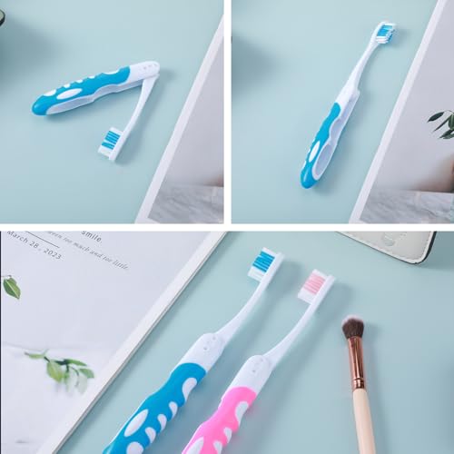 2Pcs Folding Toothbrush, Portable, Soft Travel Size, for Hiking, - Product Imagery