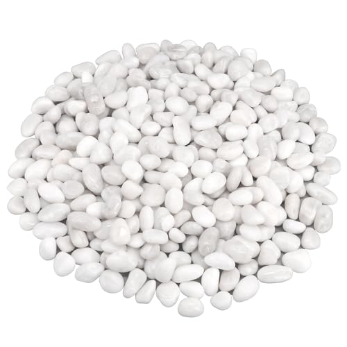 Virekm Aquarium Gravel,Landscaping Pebbles, Decorative Ornamental Pebbles Garden – White