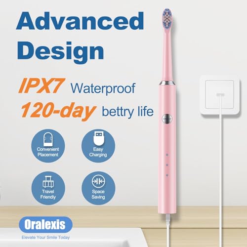 Electric Toothbrush for Adults with 8 Brush Heads and Tongue - Product Imagery