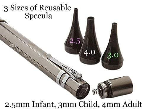 Third Generation Dr Mom Slimline Stainless LED Pocket Otoscope - Product Imagery